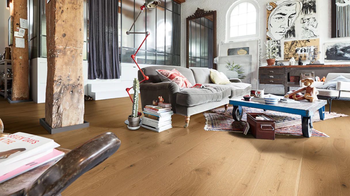 planeo engineered wood - oak golden brown rustic brushed natural oiled