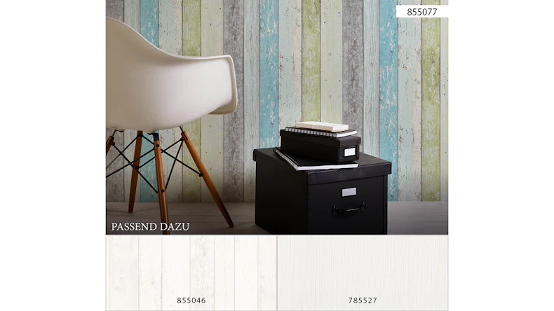 Carta da parati in vinile Best of Wood'n Stone 2a edizione A.S. Création in stile rustico in legno, parete in legno blu verde bianco 077