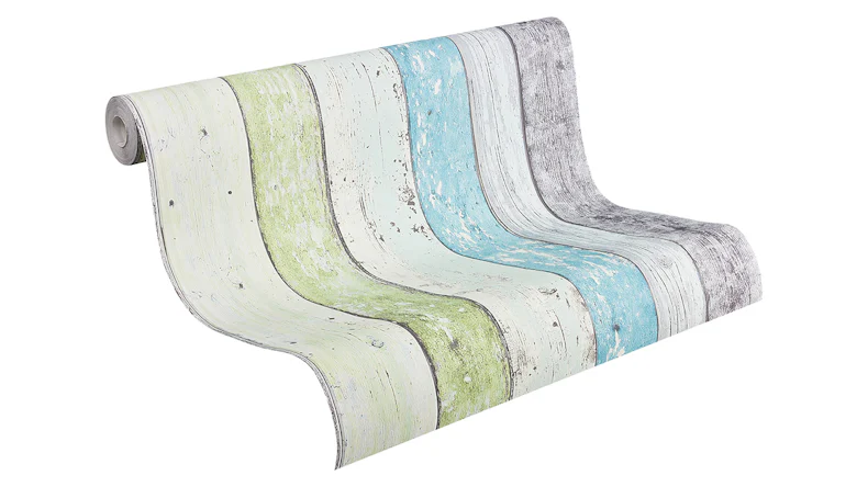 Carta da parati in vinile Best of Wood'n Stone 2a edizione A.S. Création in stile rustico in legno, parete in legno blu verde bianco 077