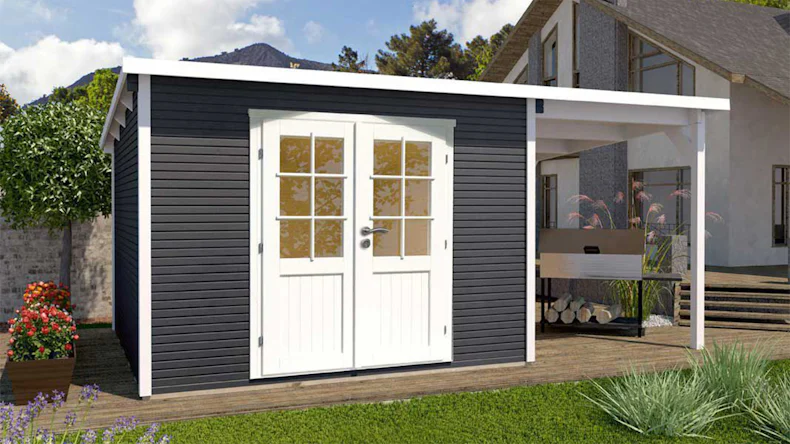 planeo abri de jardin - Maison système Pulti Softline 2424 anthracite avec SD 300