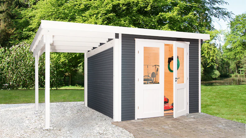 planeo abri de jardin - Maison système Pulti Softline 2424 anthracite avec SD 300