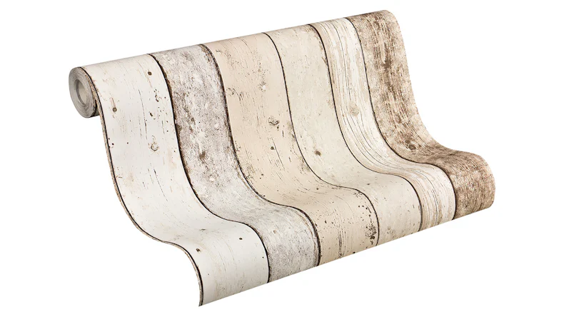 Carta da parati in vinile Best of Wood'n Stone 2a edizione A.S. Création muro in legno stile country beige marrone bianco 110