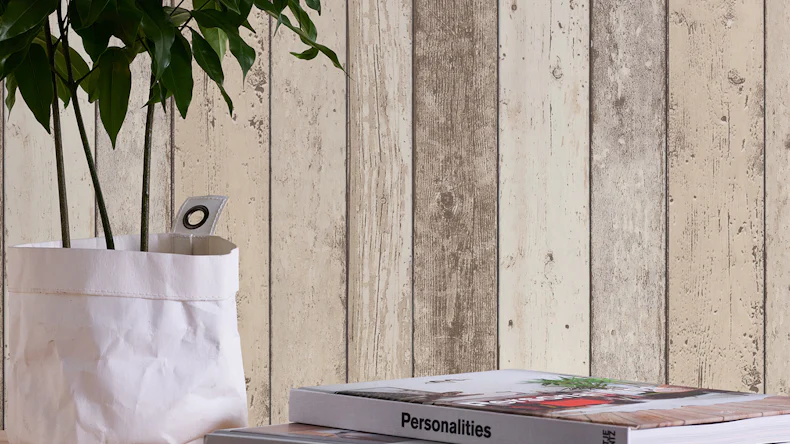 Carta da parati in vinile Best of Wood'n Stone 2a edizione A.S. Création muro in legno stile country beige marrone bianco 110