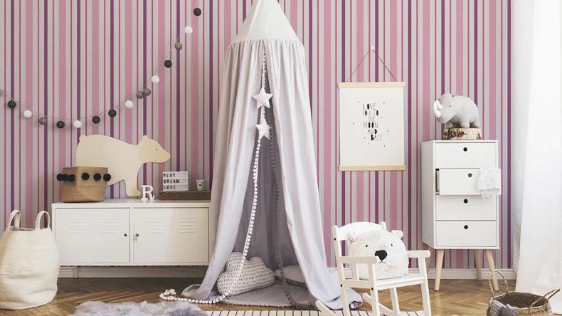 Carta da parati di carta Ragazzi e ragazze 6 A.S. Création carta da parati per bambini moderna rosa viola bianco 319