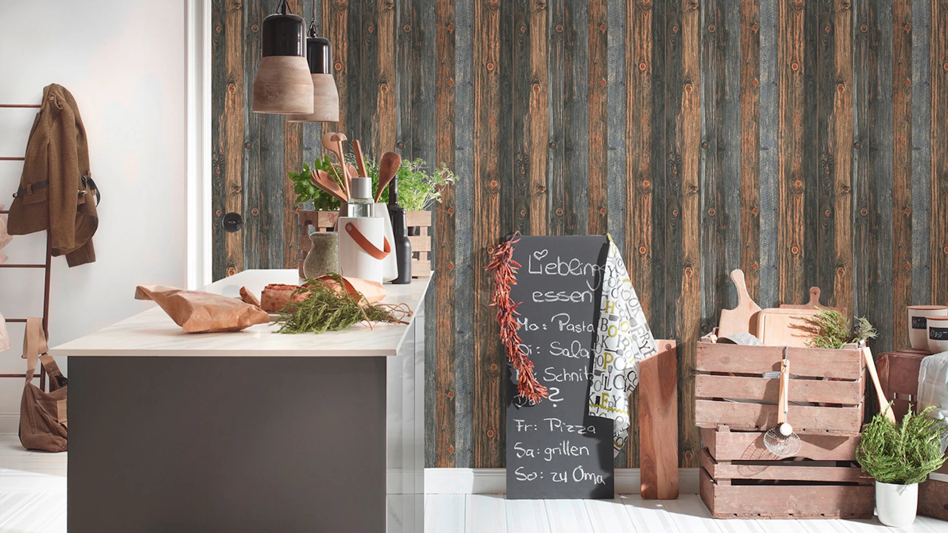 Vinyl wallpaper Best of Wood`n Stone 2nd Edition A.S. Création country style wood wall beige brown grey 612