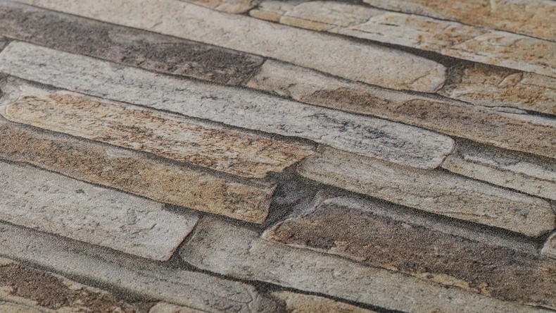 Carta da parati in vinile Best of Wood'n Stone 2a edizione A.S. Création muro in pietra stile country beige marrone giallo 217