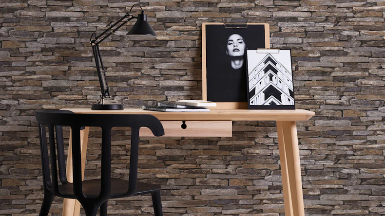 Carta da parati in vinile Best of Wood'n Stone 2a edizione A.S. Création muro in pietra stile country beige marrone giallo 217