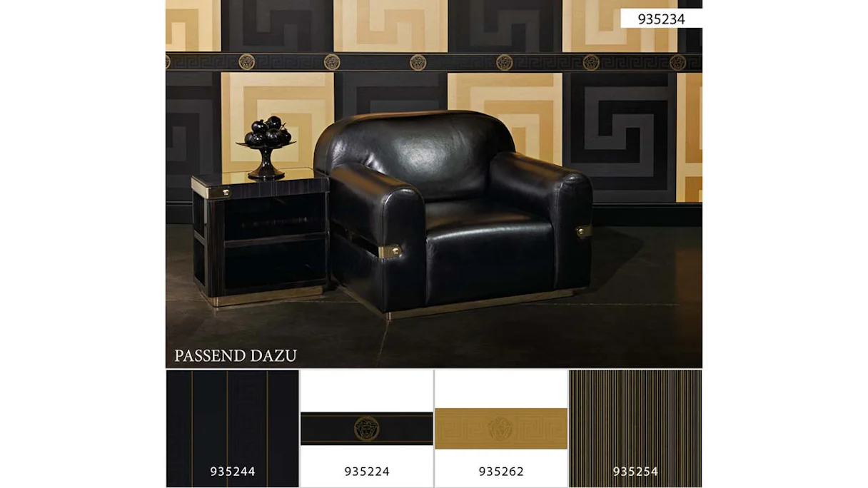 Vinyl wallpaper black vintage stripes ornaments Versace 3 234