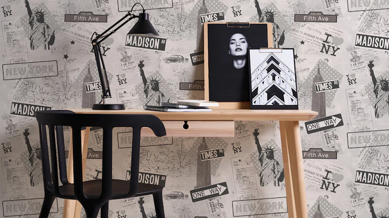 Papiertapete Boys & Girls 6 A.S. Création Modern Kindertapete New York Grau Metallic 251