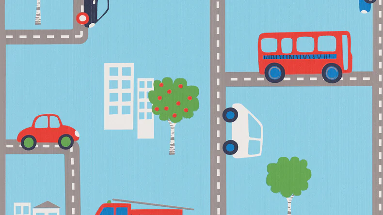 Ragazzi e ragazze 6 A.S. Création carta da parati per bambini strade blu multicolore 321