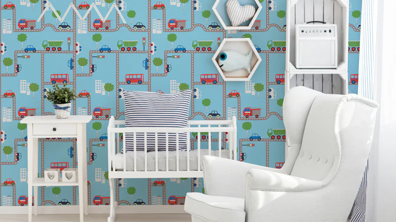 Ragazzi e ragazze 6 A.S. Création carta da parati per bambini strade blu multicolore 321