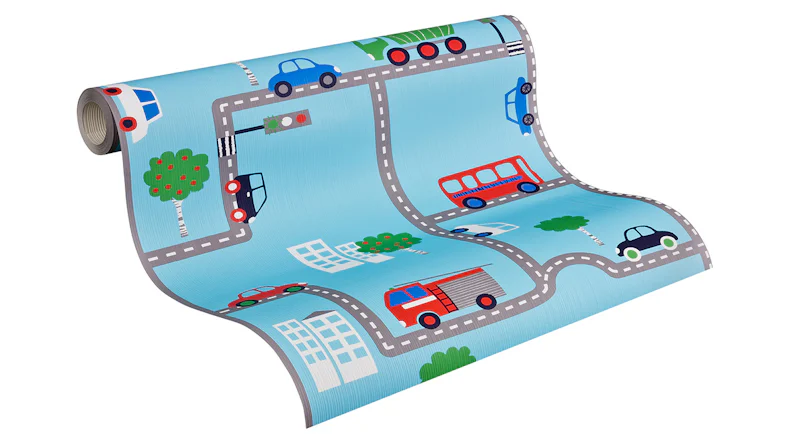 Ragazzi e ragazze 6 A.S. Création carta da parati per bambini strade blu multicolore 321