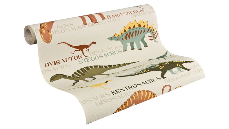 Papiertapete Boys & Girls 6 A.S. Création Kindertapete Dinos Beige Bunt 331