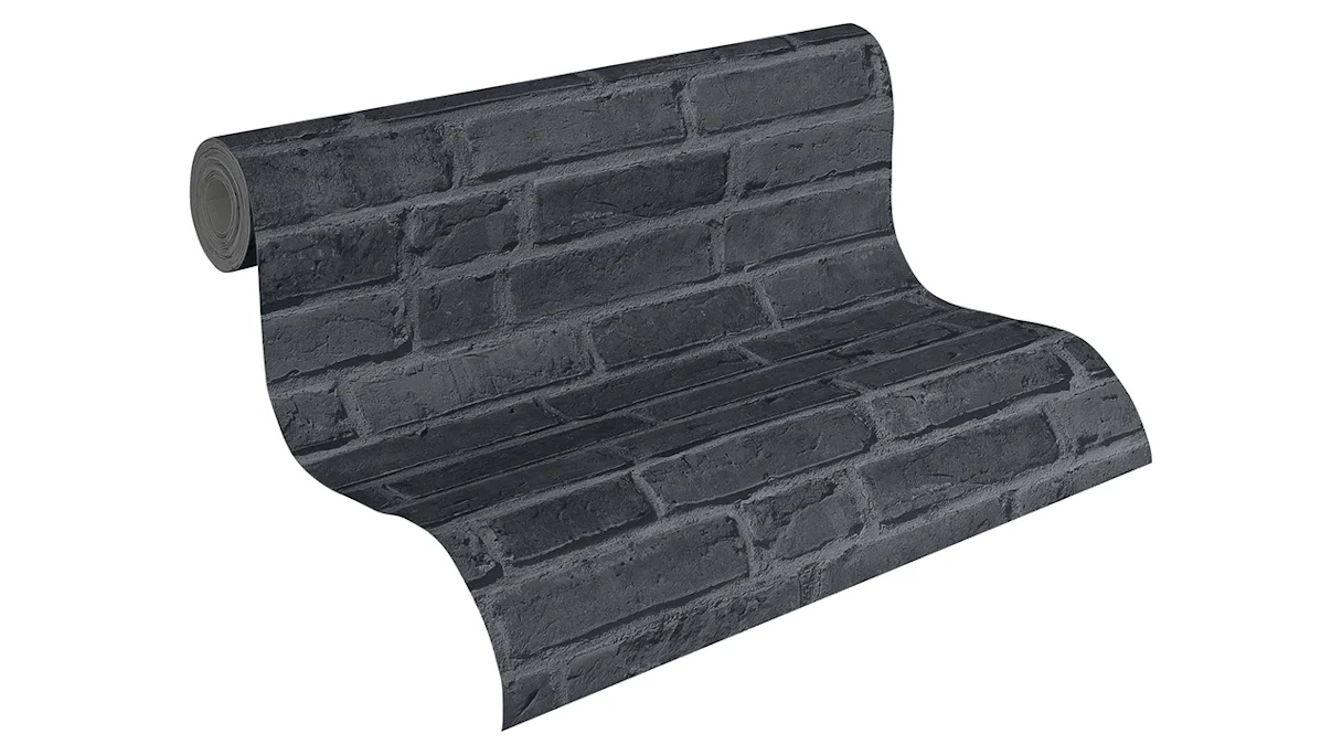 Papier peint vinyle Best of Wood`n Stone 2nd Edition A.S. Création stone wall grey black 833