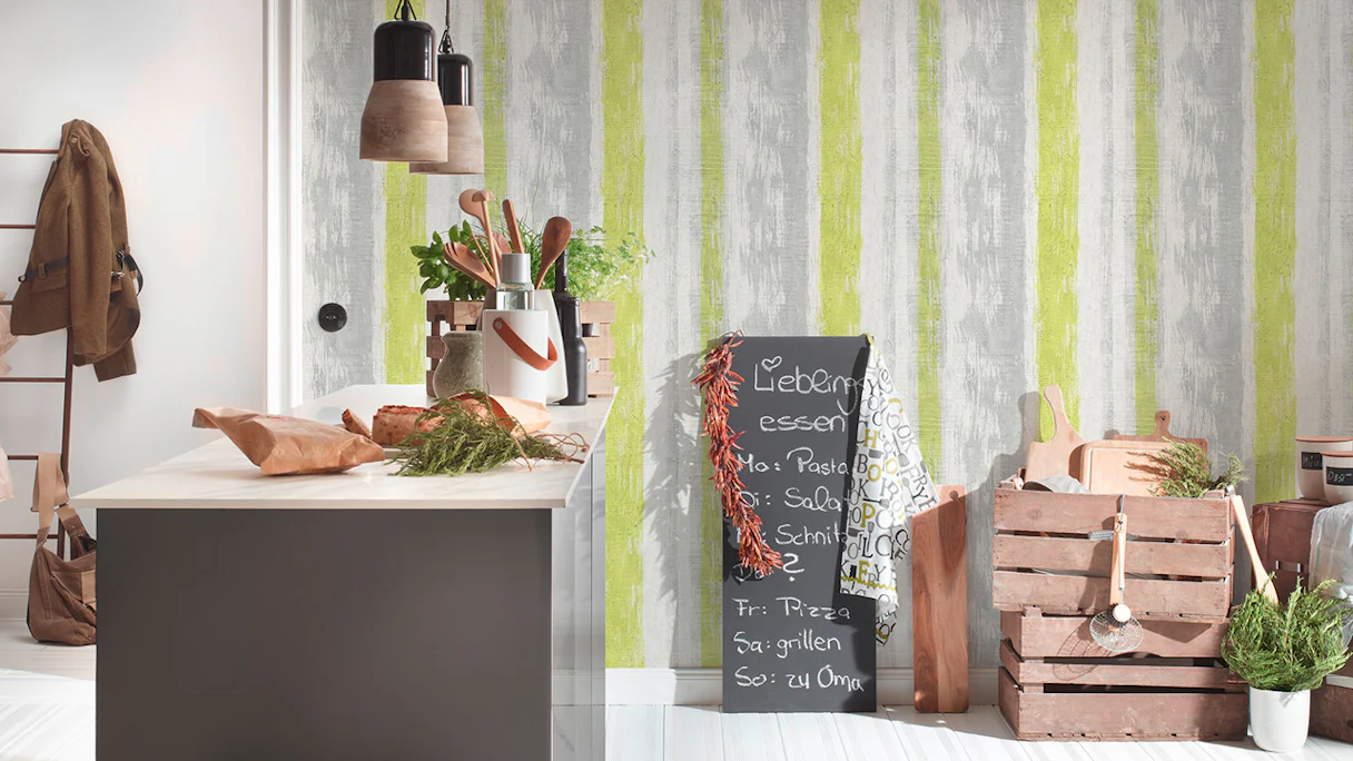 Vinyl wallpaper Best of Wood`n Stone 2nd Edition A.S. Création Modern Yellow Grey Green 251