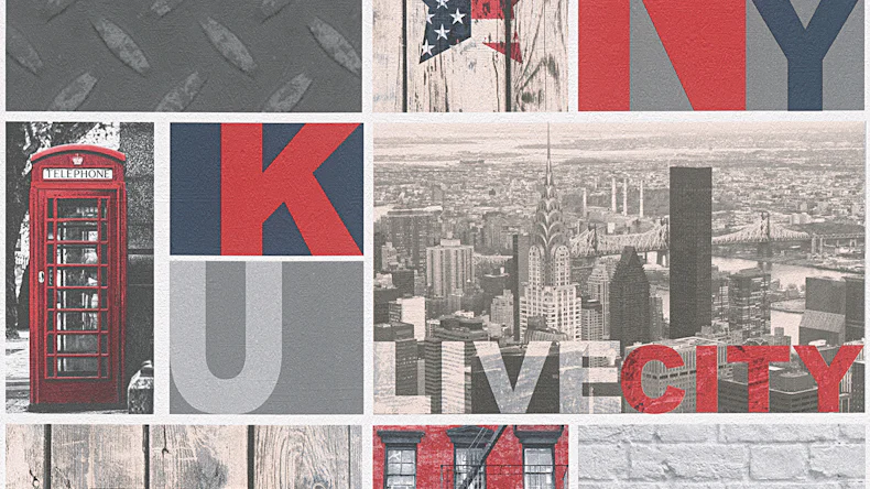 Carta da parati di carta Ragazzi e ragazze 6 A.S. Création carta da parati moderna per bambini adolescenti New York e Londra beige grigio colorato 961