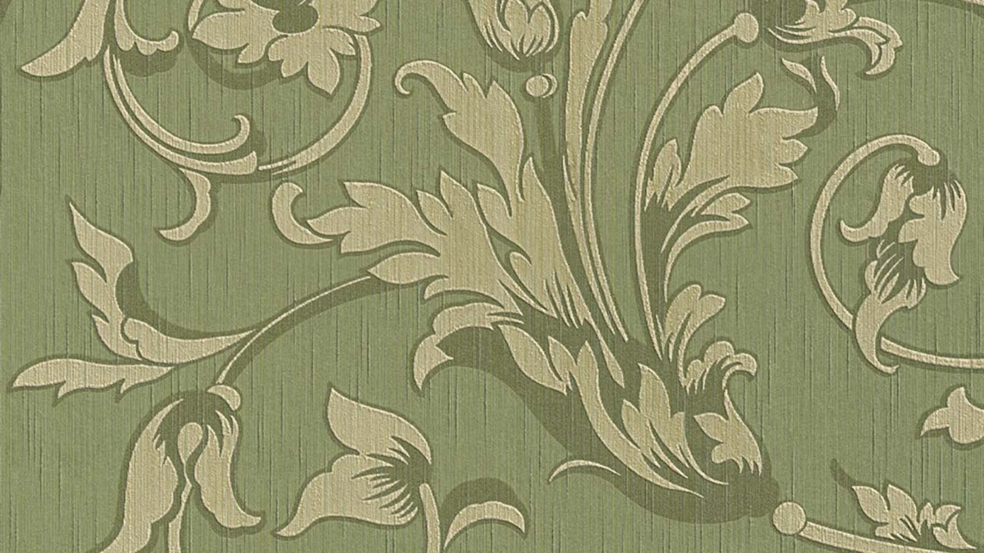 Textilfädentapete grün Vintage Blumen & Natur Tessuto 334