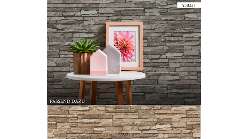 Carta da parati in vinile Best of Wood'n Stone 2a edizione A.S. Création muro in pietra grigio crema nero 331