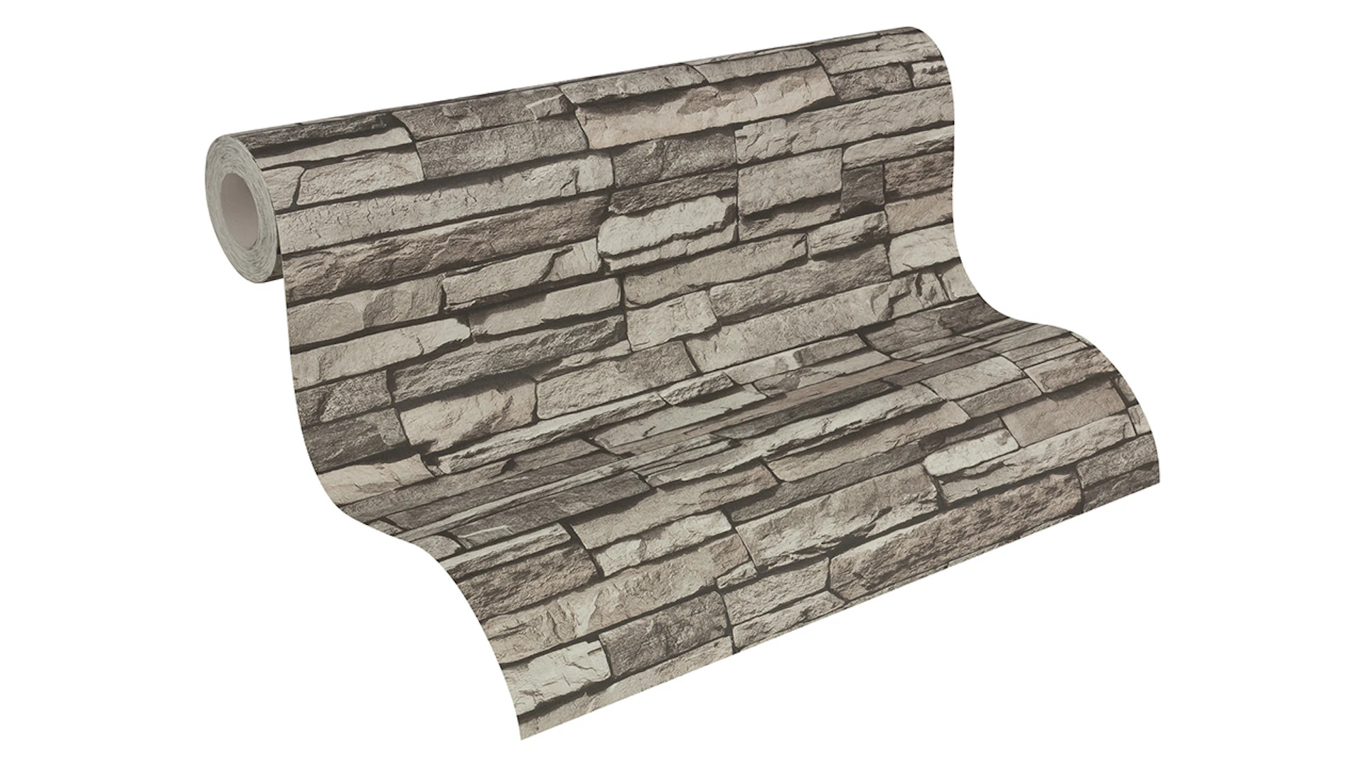 Vinyl wallpaper Best of Wood`n Stone 2nd Edition A.S. Création stone wall cream grey black 331