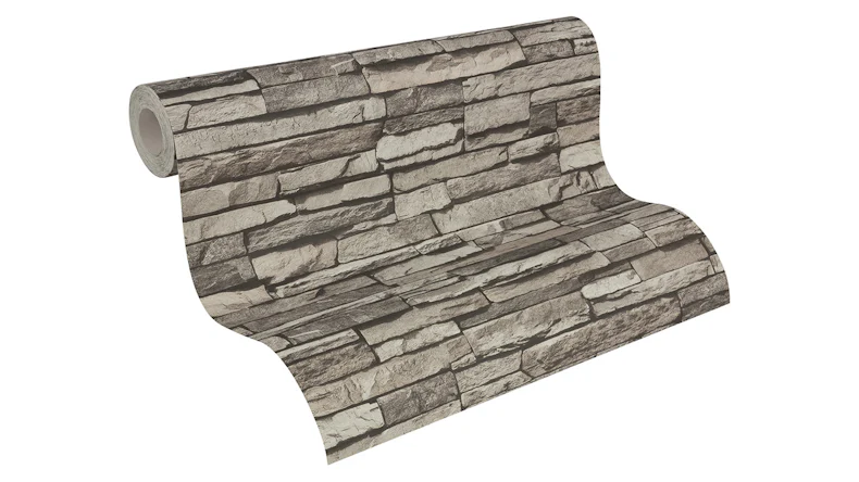 Carta da parati in vinile Best of Wood'n Stone 2a edizione A.S. Création muro in pietra grigio crema nero 331