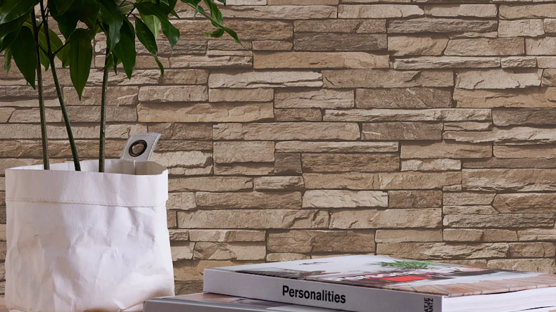 Vinyltapete Best of Wood`n Stone 2nd Edition A.S. Création Steinwand Beige Braun 332