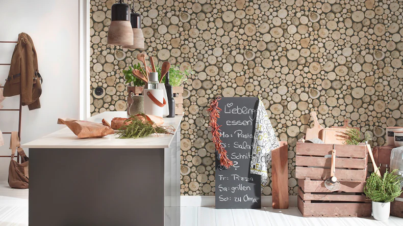 Papier peint Il Decoro A.S. Création wood wall beige brun noir 361