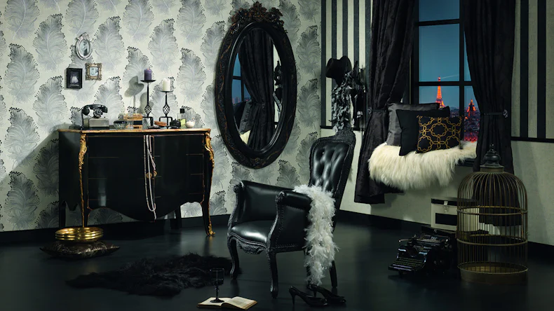 Vinyltapete Bohemian Burlesque A.S. Création Modern Metallic Schwarz Weiß 456