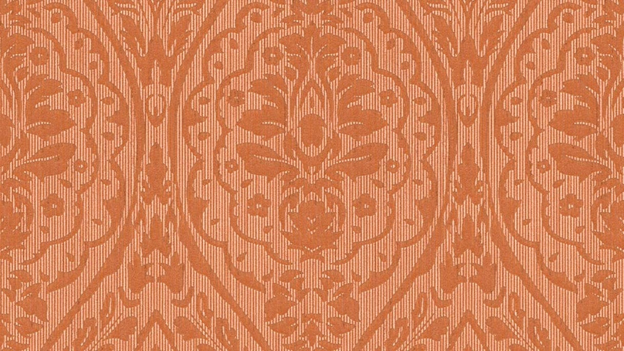 Textile thread wallpaper orange classic vintage country house ornaments flowers & nature Tessuto 2 952