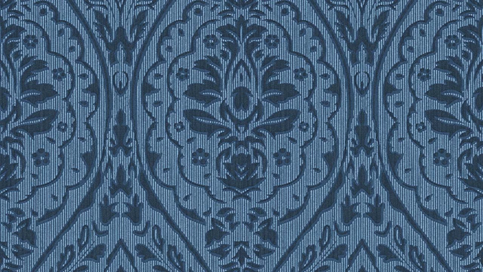 Textile Thread Wallpaper Blue Classic Vintage Country Ornaments Flowers & Nature Tessuto 2 958