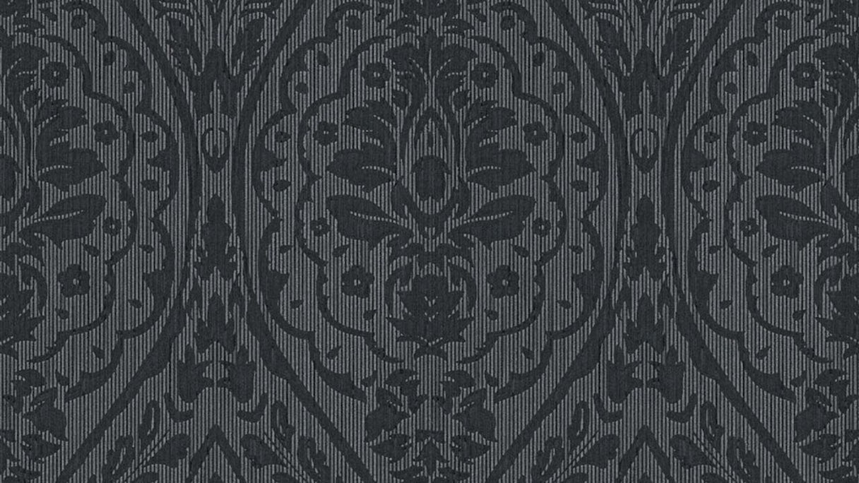 Textilfädentapete schwarz Klassisch Vintage Landhaus Ornamente Blumen & Natur Tessuto 2 959