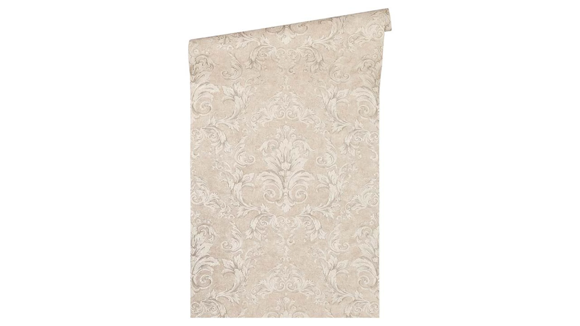 vinyl wallcovering textured wallpaper beige classic country style baroque ornaments flowers & nature Versace 2 152
