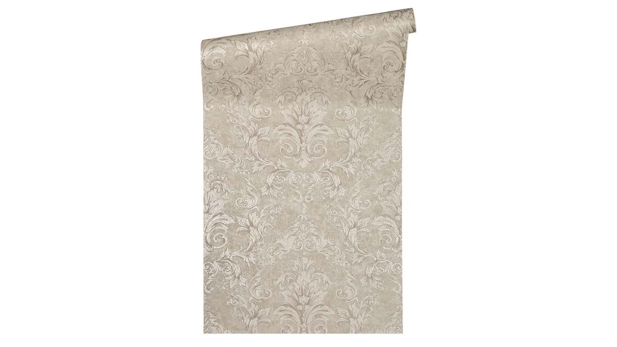 vinyl wallcovering textured wallpaper grey classic country style baroque ornaments flowers & nature Versace 2 153
