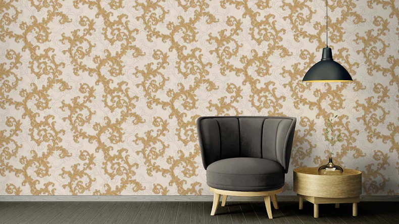 Vinyltapete Strukturtapete orange Landhaus Retro Barock Ornamente Versace 2 314