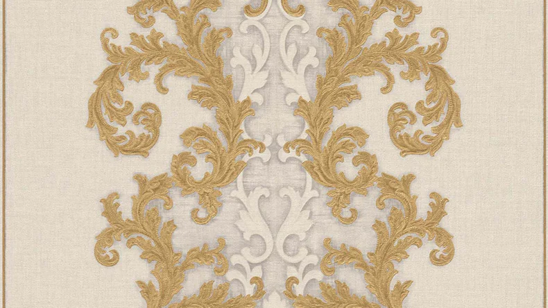 Vinyltapete Strukturtapete orange Retro Barock Landhaus Ornamente Blumen & Natur Versace 2 324