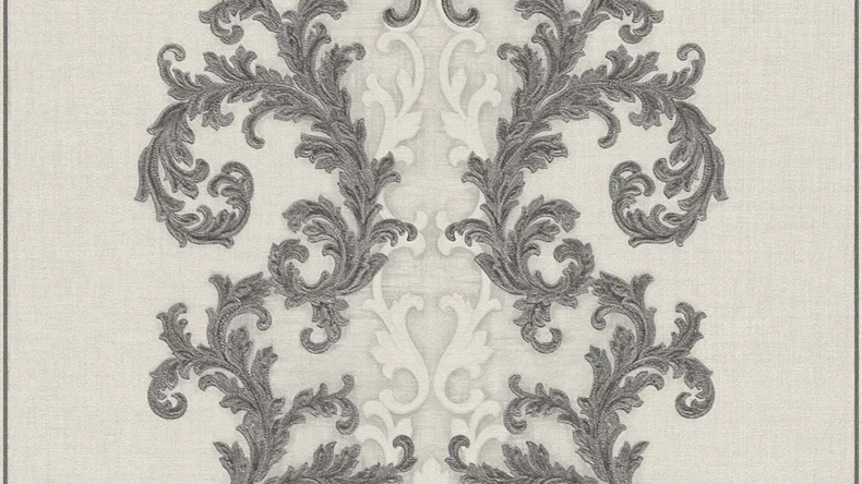 Vinyltapete Strukturtapete grau Retro Barock Landhaus Ornamente Blumen & Natur Versace 2 325