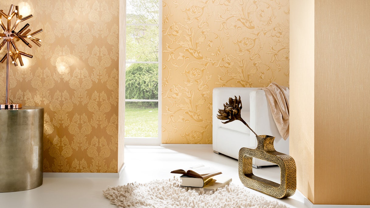 textile thread wallpaper yellow modern classic plain stripes Tessuto 134