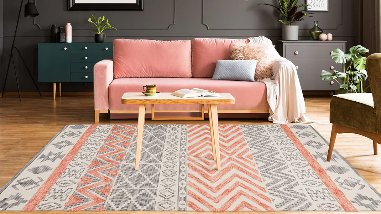 planeo carpet - Ethnie 100 Grey / Apricot 120 x 170 cm
