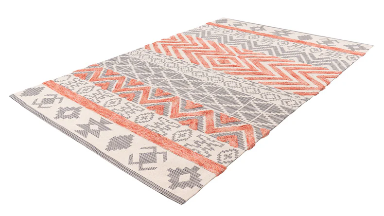 tapis planeo - ethnique 100 gris / abricot 80 x 150 cm