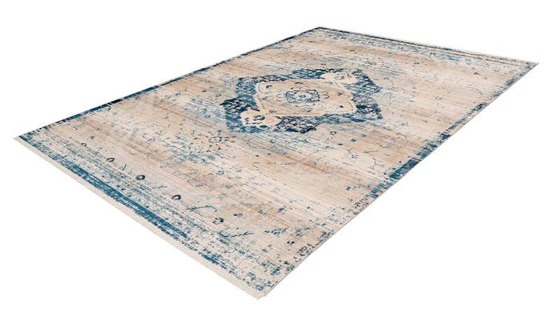 planeo Teppich - Baroque 500 Creme / Blau 80 x 150 cm