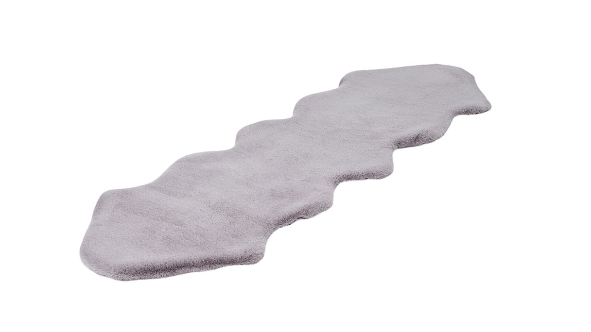 planeo Carpet - Rabbit Double Sheepskin 300 Grey / Blue 60 x 180 cm