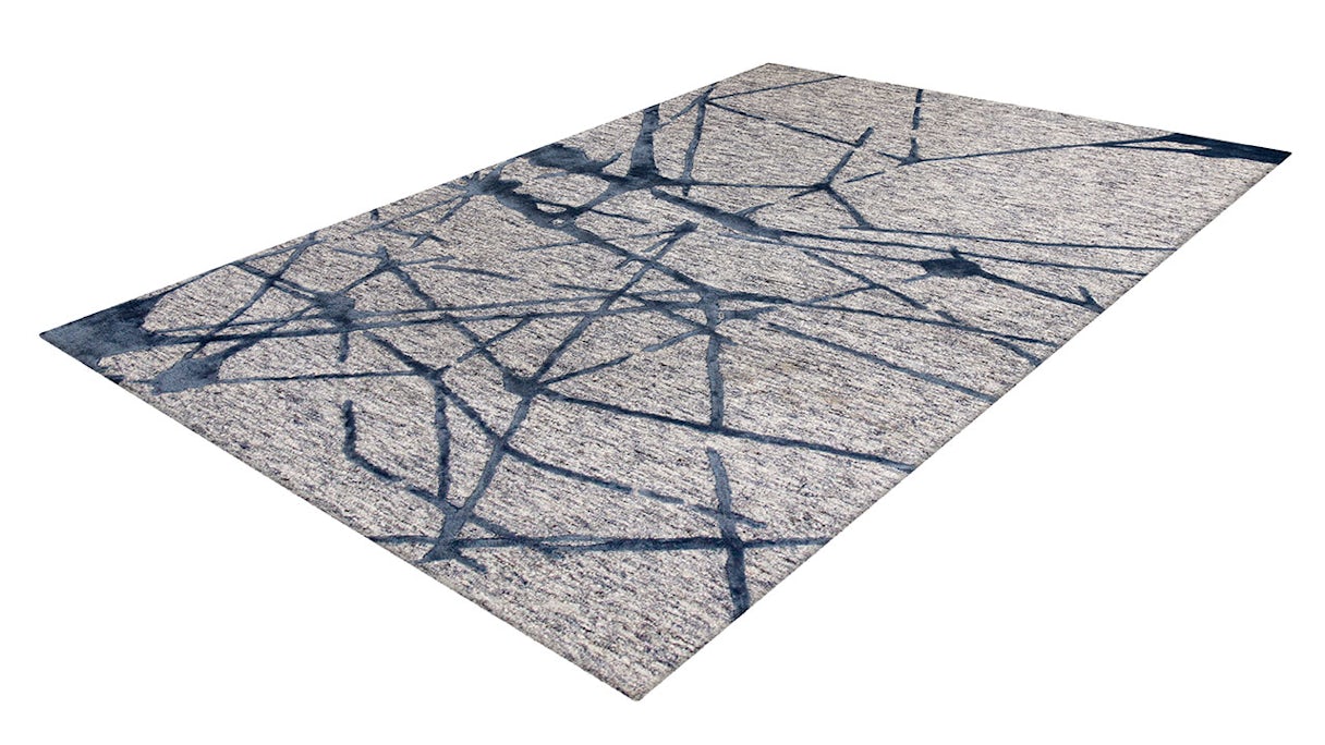 planeo Teppich - Damast 200 Grau / Blau 140 x 200 cm