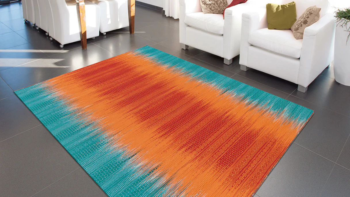tapis planeo - Coucher de soleil 8070 orange / bleu 170 x 240 cm