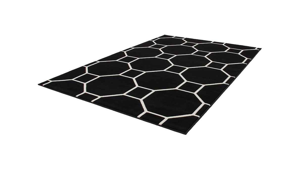 tapis planeo - Lina 100 noir / ivoire 160 x 230 cm