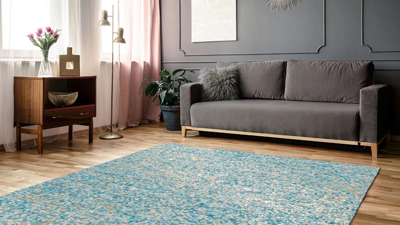 tapis planeo - finition 100 turquoise / or 160 x 230 cm