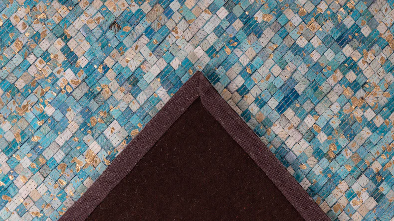 tapis planeo - finition 100 turquoise / or 160 x 230 cm