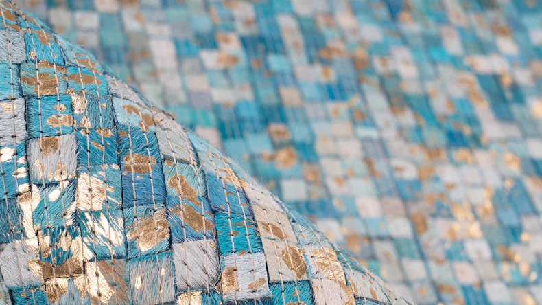 tapis planeo - finition 100 turquoise / or 160 x 230 cm