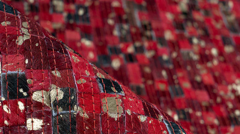 tappeto planeo - finitura 100 rosso / oro 120 x 170 cm