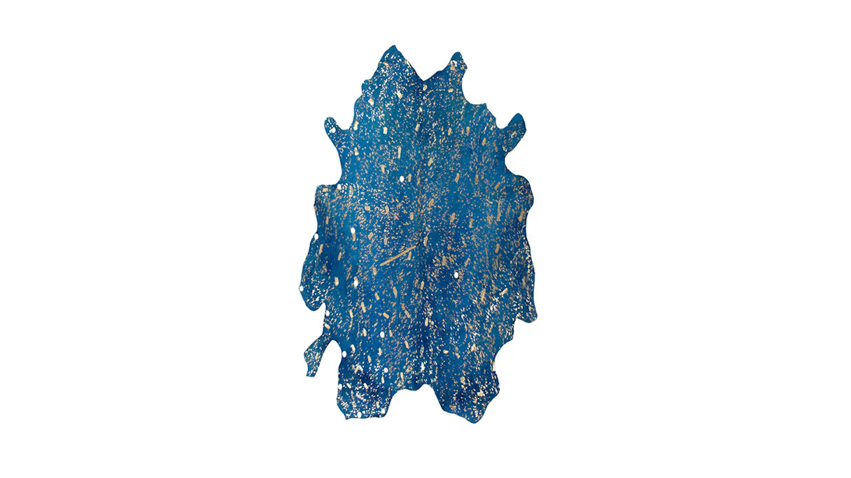 planeo Teppich - Glam 410 Blau / Gold 1,35m² - 1,65m²
