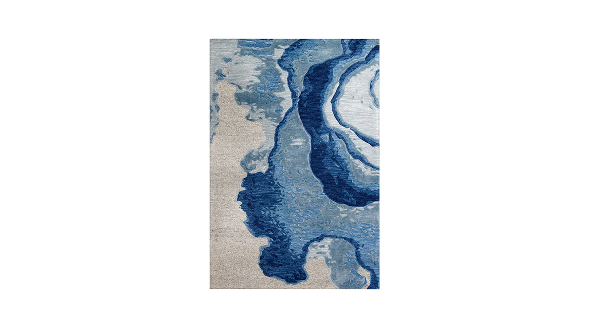 planeo Teppich - Damast 100 Blau / Grau 80 x 150 cm