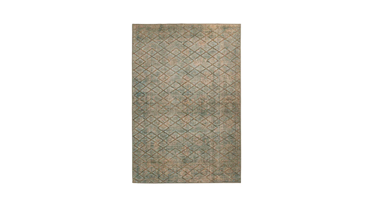 planeo Teppich - Antique 125 Blau / Gold / Khaki 80 x 150 cm